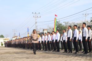 Kapolres Meranti pimpin Apel Gelar Pasukan : Untuk Semua Elemen Sukseskan PSU di TPS 002 Tanjung Peranap