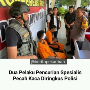 Dua pelaku pencurian spesialis pecah kaca mobil diamankan di Polda Riau
